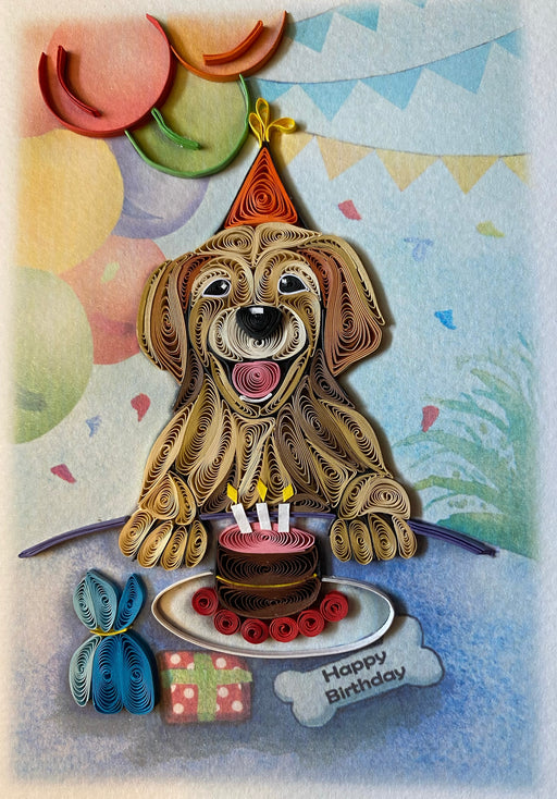 Birthday Dog Quilled Card