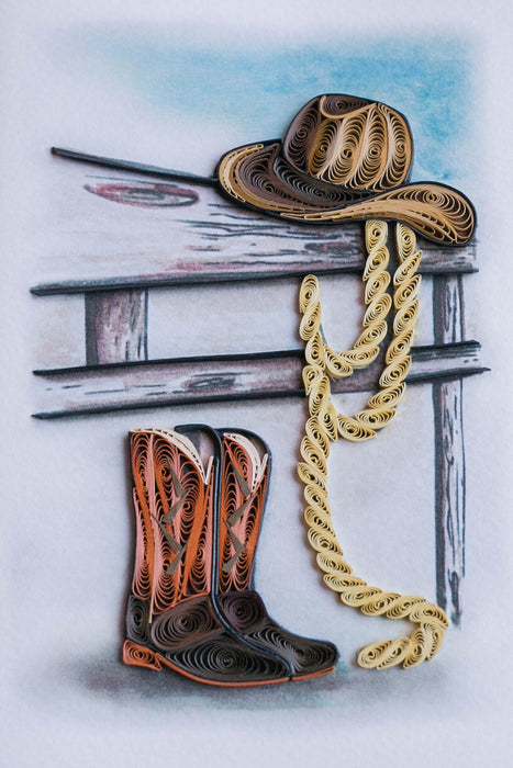 Cowboy Boots & Hat Quilling Card - UViet Store