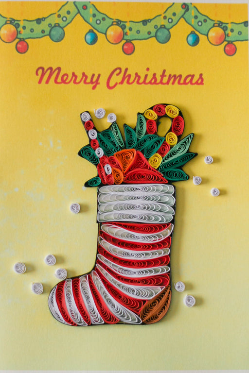 Merry Christmas Stocking Quilling Card - UViet Store