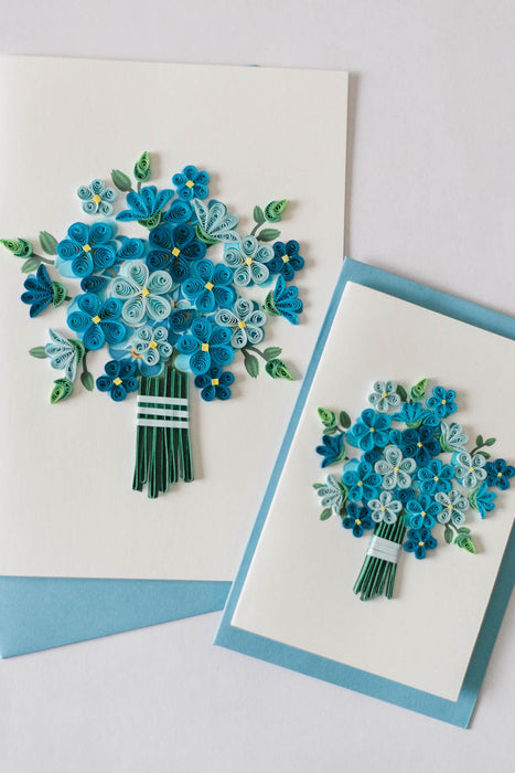 Blue Bouquet (Mini) Quilling Card - UViet Store