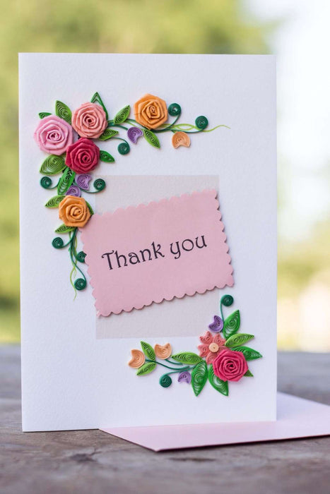 Thank you - Rose Border Quilling Card - UViet Store