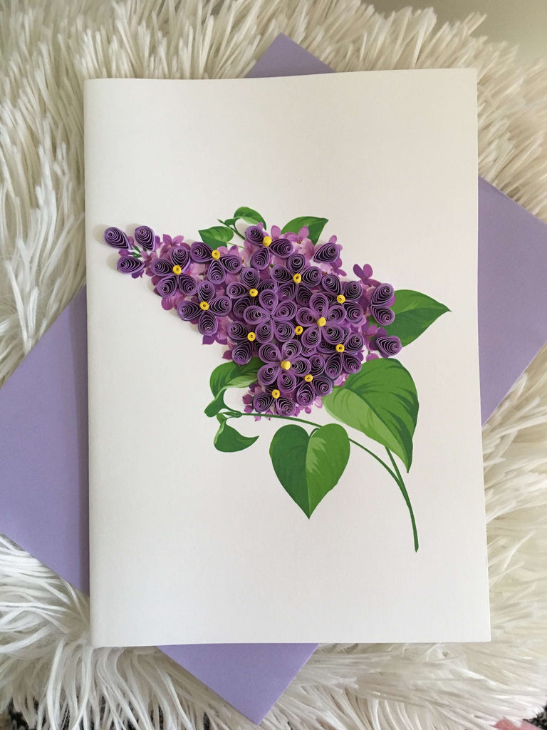 Quilling Purple Greeting Card Paper Quilling Art Flower Greeting Card  Purple Birthday Card 