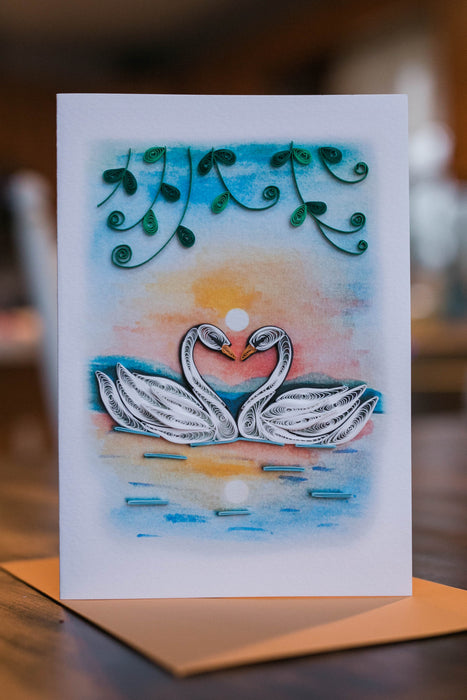 Love Swans Quilling Card - UViet Store