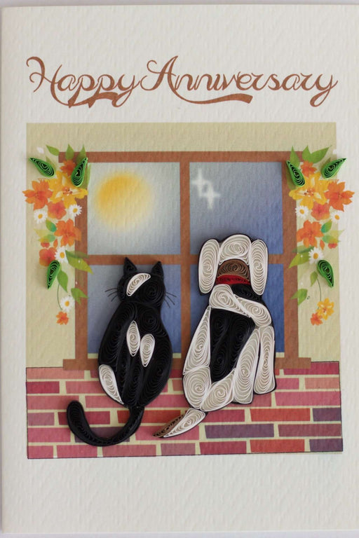 Happy Anniversary Cat & Dog Quilling Card - UViet Store