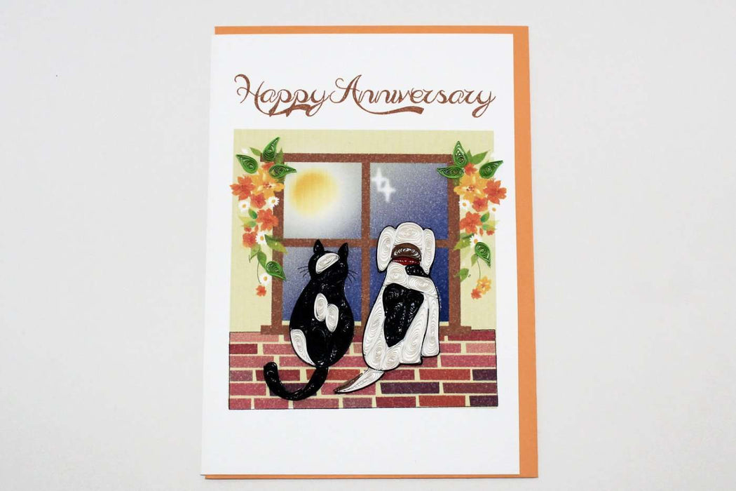 Happy Anniversary Cat & Dog Quilling Card - UViet Store