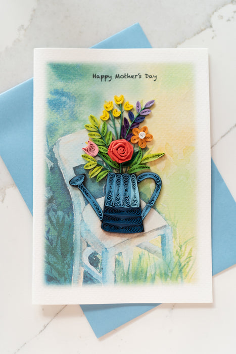 Mother's Day Watering Can Bouquet Quilling Card - UViet Store