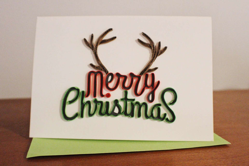 Merry Christmas Antlers Quilling Card - UViet Store