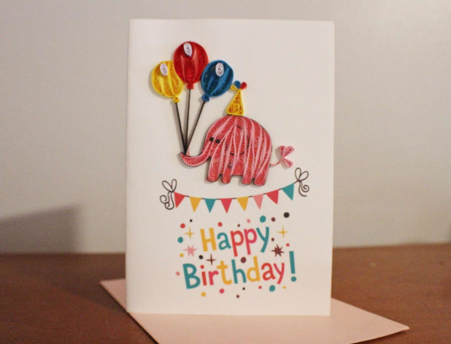 Happy Birthday Elephant Quilling Card - UViet Store