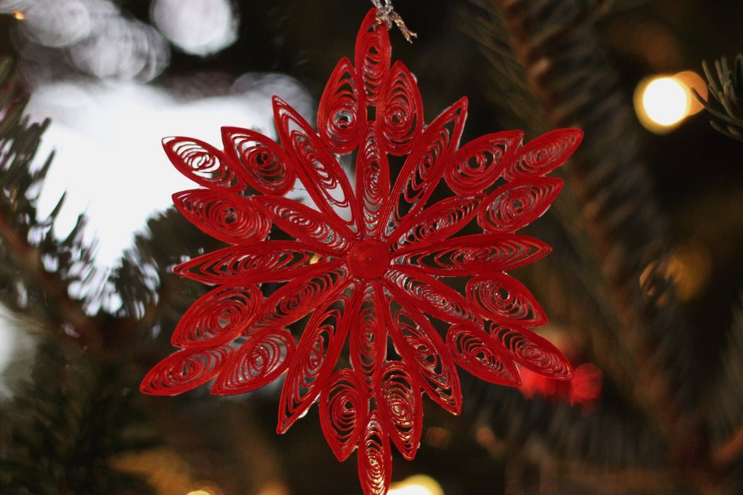 Red Snowflake Quilling Card - UViet Store