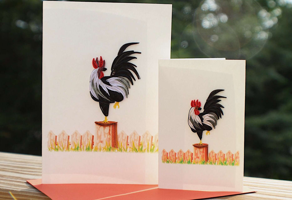 Rooster on the Fence (Mini) Quilling Card - UViet Store