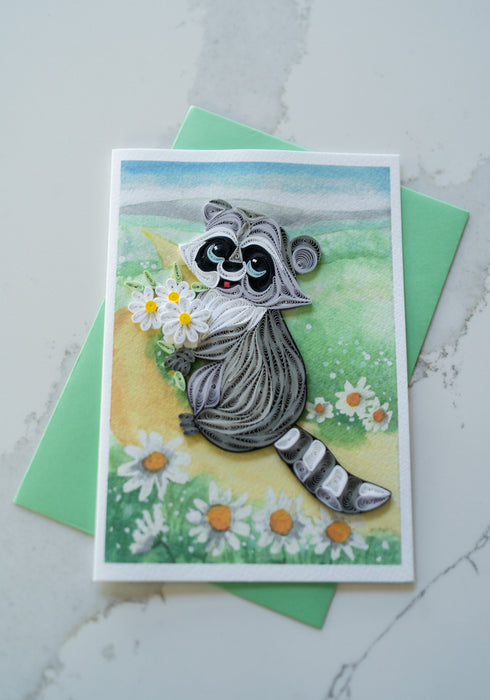 Raccoon Quilled Card Quilling Card - UViet Store