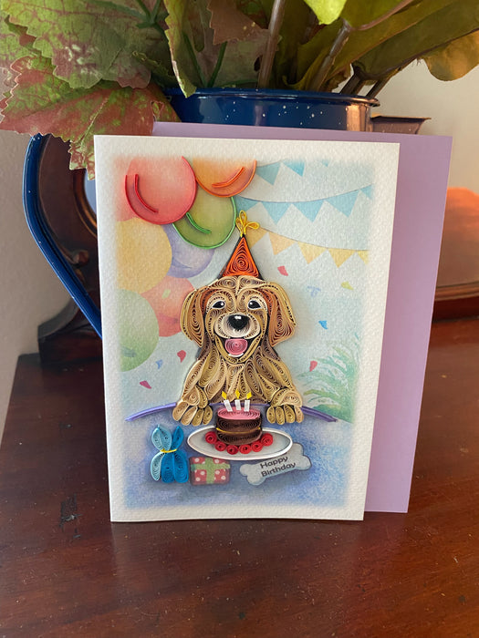 Birthday Dog Quilled Card