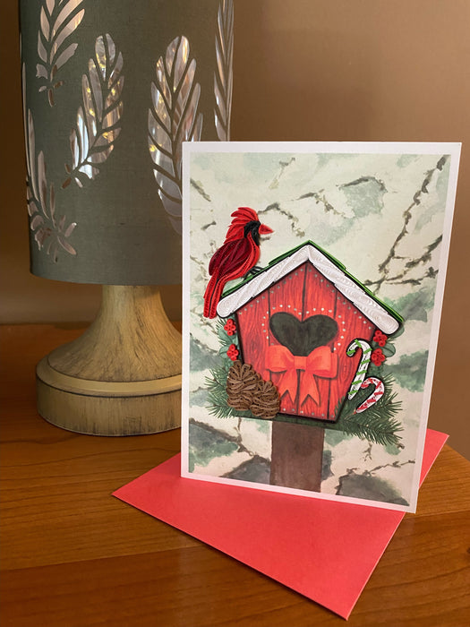 Christmas Birdhouse Quilled Card