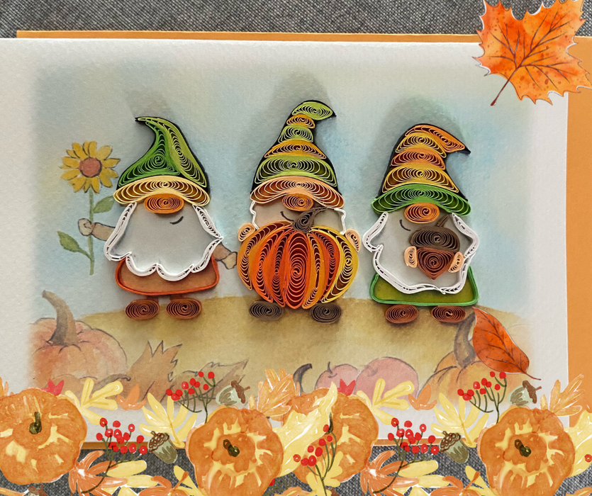 Harvest Gnomes Quilled Card