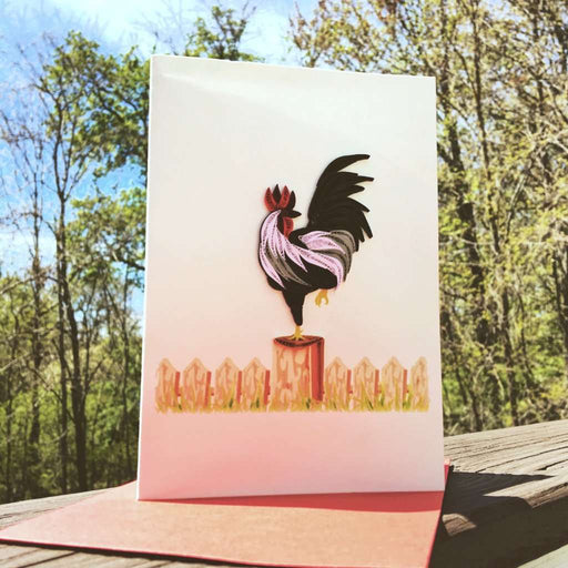 Rooster on the Fence Quilling Card - UViet Store