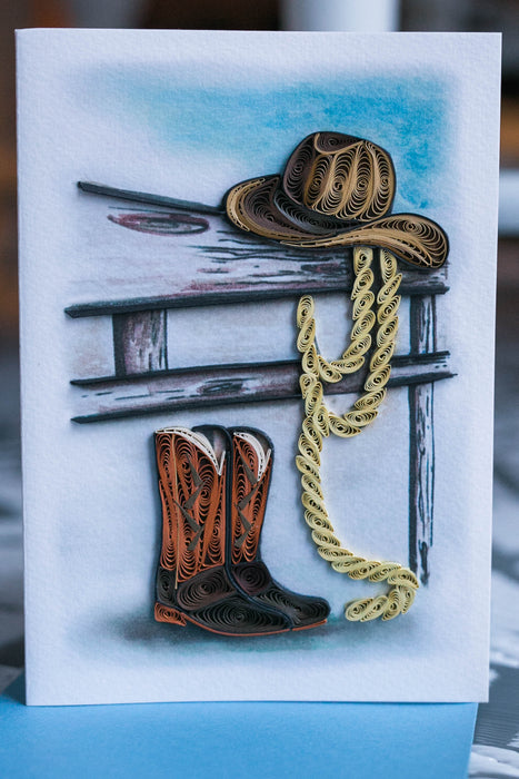 Cowboy Boots & Hat Quilling Card - UViet Store