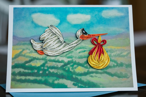 Special Delivery Stork Quilling Card - UViet Store