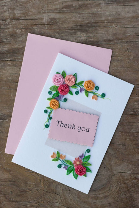 Thank you - Rose Border Quilling Card - UViet Store