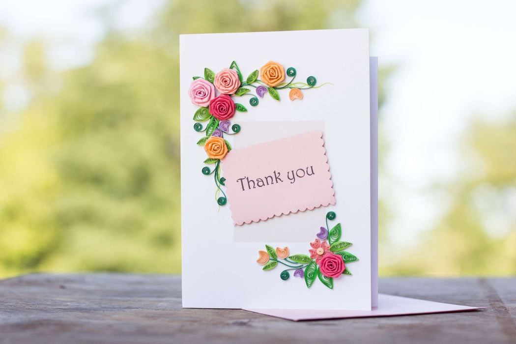 Thank you - Rose Border Quilling Card - UViet Store