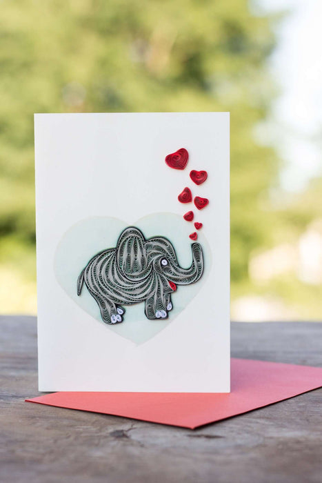 Elephant with Hearts Quilling Card - UViet Store