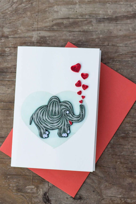 Elephant with Hearts Quilling Card - UViet Store