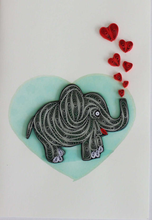 Elephant with Hearts Quilling Card - UViet Store