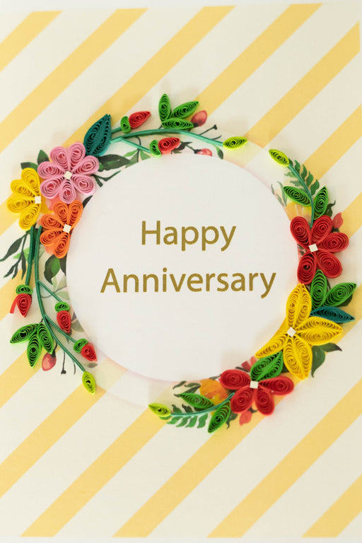 Happy Anniversary Floral Ring (Mini) Quilling Card - UViet Store