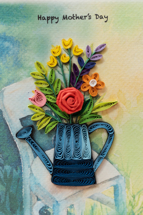Mother's Day Watering Can Bouquet Quilling Card - UViet Store