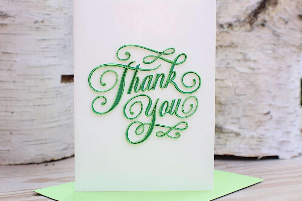 Thank You (Green Text) - Mini Quilling Card - UViet Store