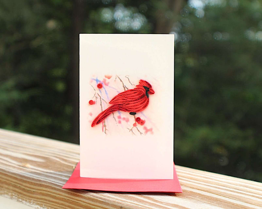 Cardinal & Holly (Mini) Quilling Card - UViet Store