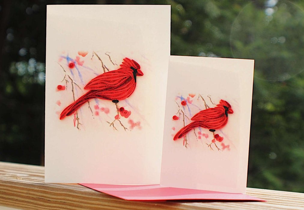 Cardinal & Holly (Mini) Quilling Card - UViet Store