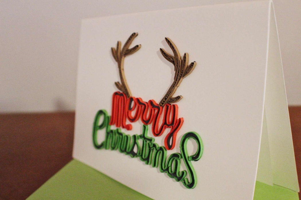 Merry Christmas Antlers Quilling Card - UViet Store