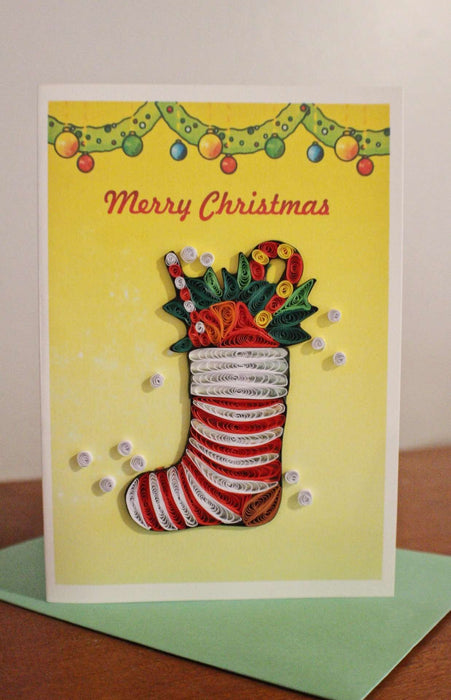 Merry Christmas Stocking Quilling Card - UViet Store