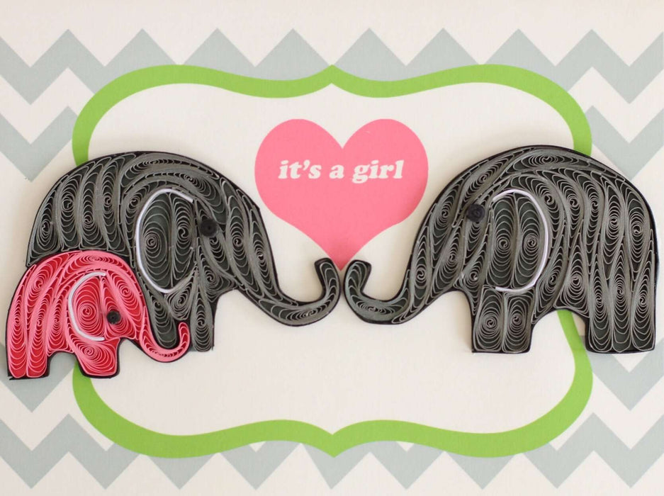 It's a Girl Elephant Quilling Card - UViet Store