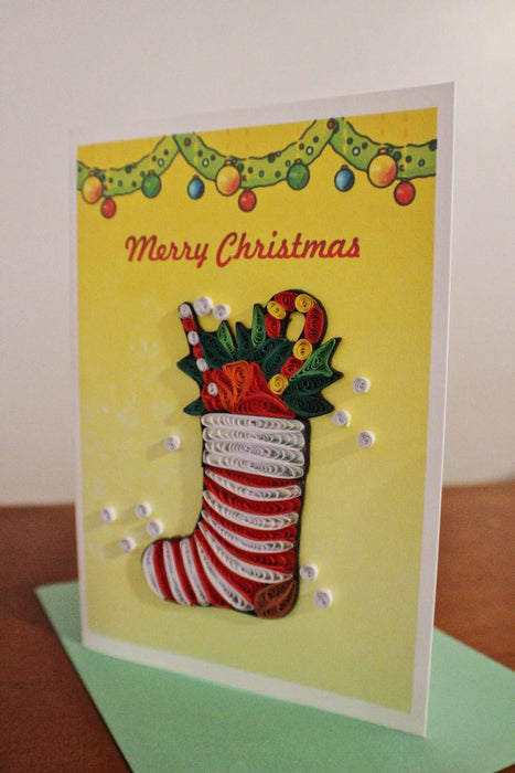 Merry Christmas Stocking Quilling Card - UViet Store