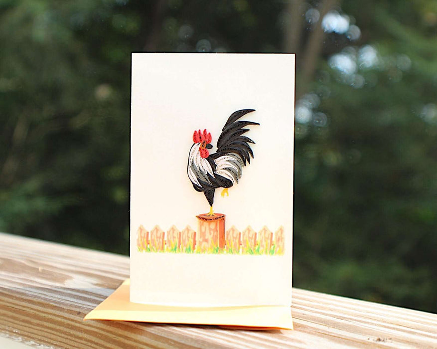 Rooster on the Fence (Mini) Quilling Card - UViet Store