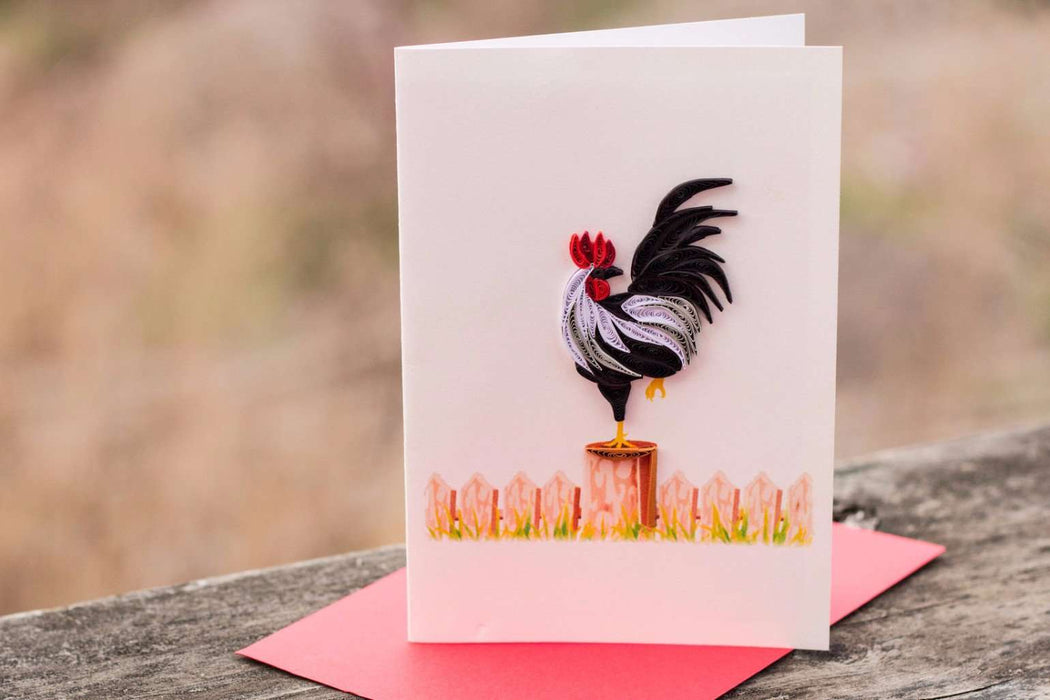 Rooster on the Fence Quilling Card - UViet Store