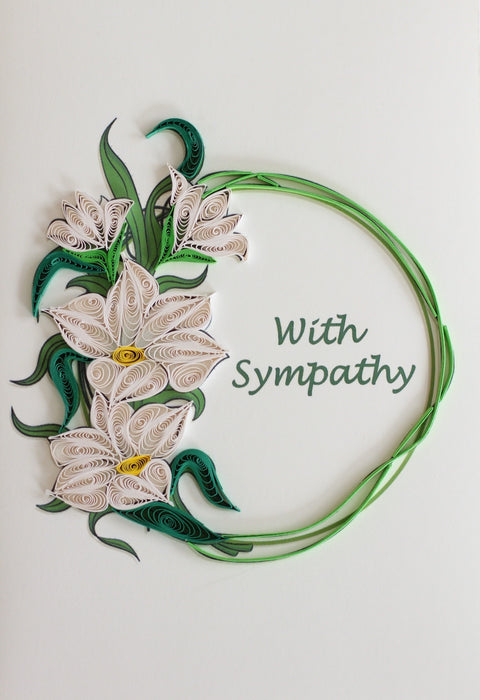 Sympathy - White Orchids (MINI) Quilling Card - UViet Store