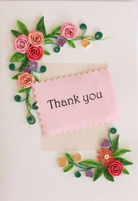 Thank you - Rose Border Quilling Card - UViet Store