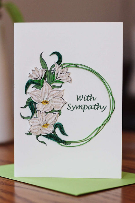 Sympathy - White Orchids Quilling Card - UViet Store