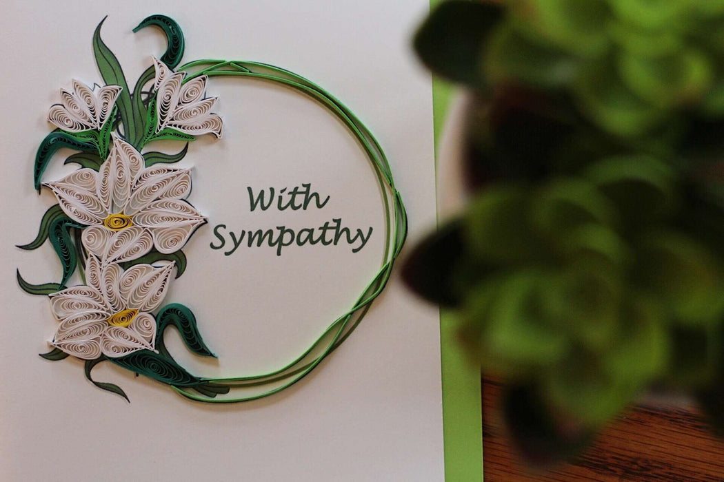 Sympathy - White Orchids Quilling Card - UViet Store