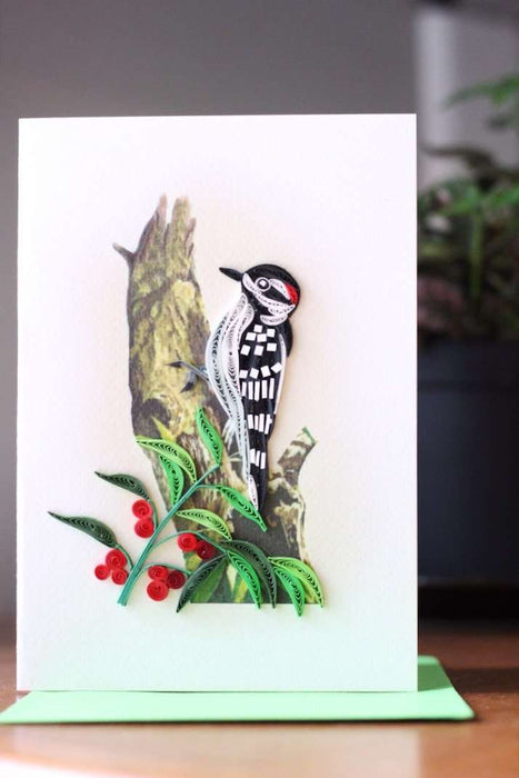 Downy Woodpecker Quilling Card - UViet Store